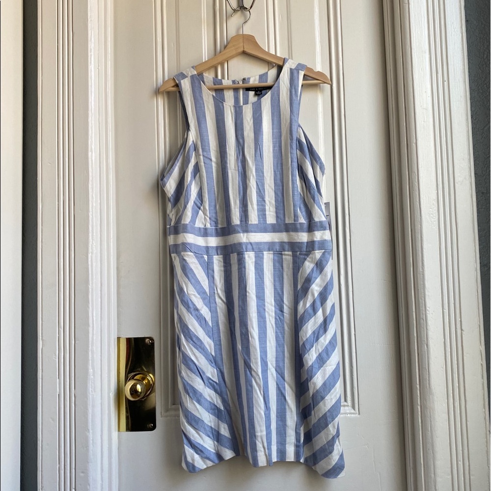 Zac & Rachel Blue & White Striped Sleeveless Summer Dress